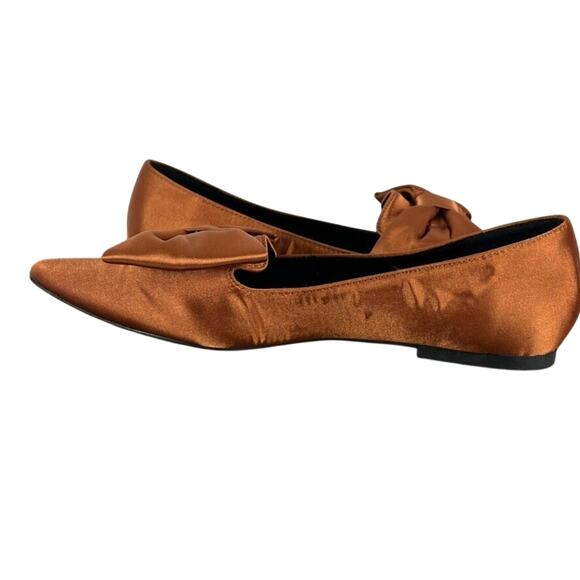 ASOS DESIGN Ballet Flats Womens US 7 In Rust Satin Lake bow pointed - Picture 7 of 12